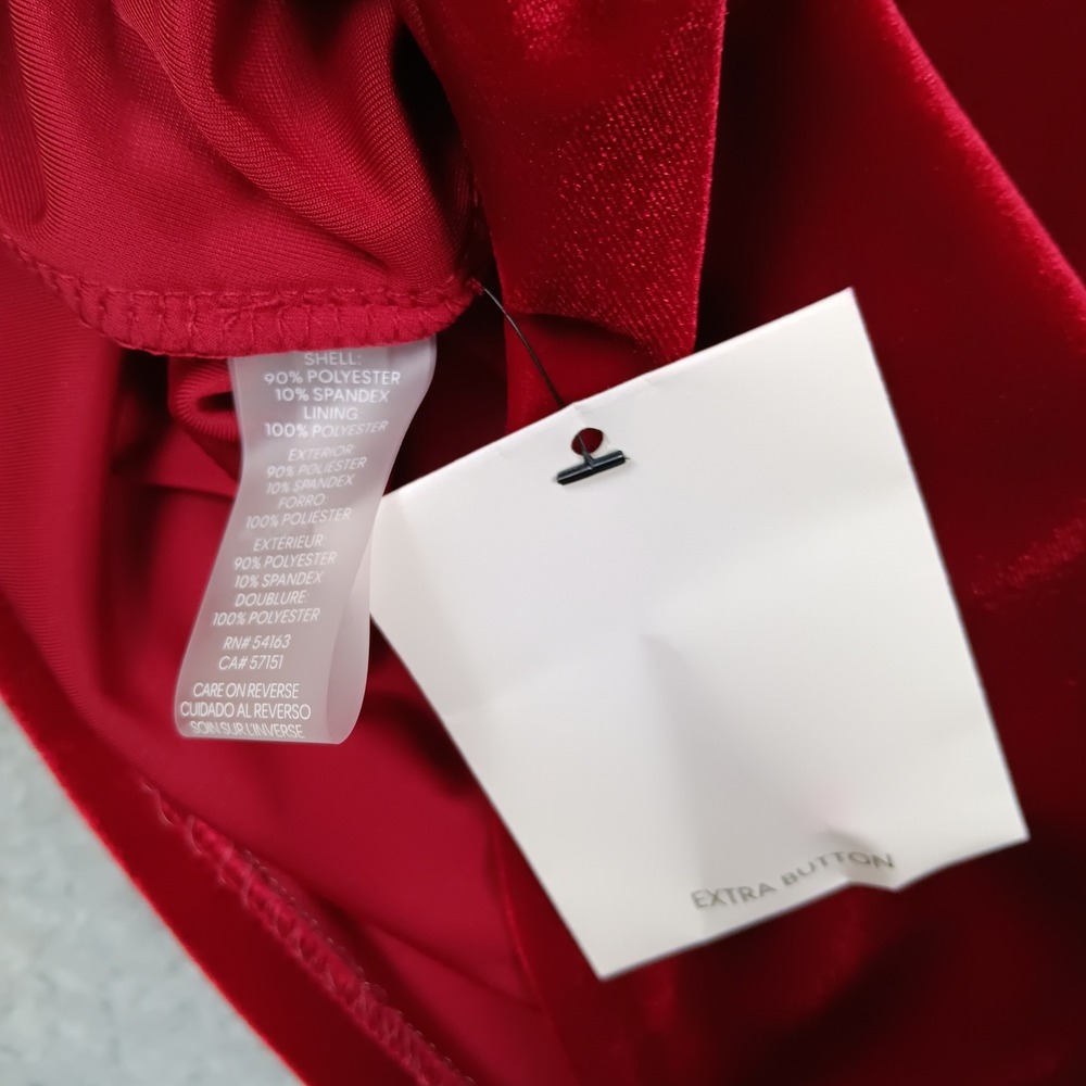 Calvin Klein Dress A-Line Woman 10 Red Velvet Tie Neck Puff Sleeve CD2V1B1E - Picture 4 of 11